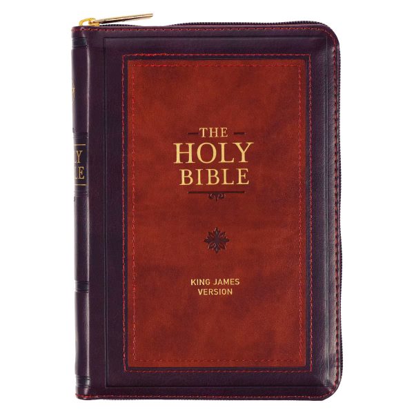 Burgundy-Saddle-Tan-Framed-Faux-Leather-Compact-King-James-Version-Bible-Zippered-Closure-01