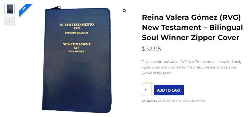 reina-valera-gomez-parallel-spanish-english-new-testament-soul-winner-zipper-soft-cover-rvg-nteb-christian-bookstore-saint-augustine-florida